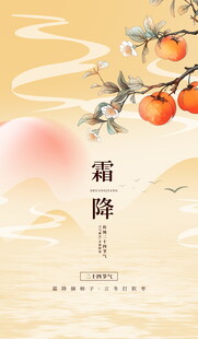 霜降节气国风柿子海报