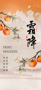 霜降节气国风柿子海报