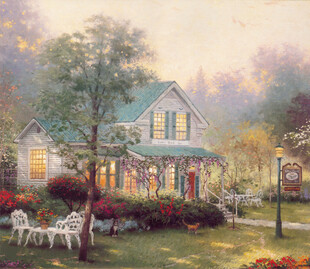 温馨乡村小屋风景油画
