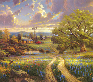 乡村田园黄昏风景油画