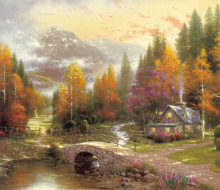 秋日乡村风景油画