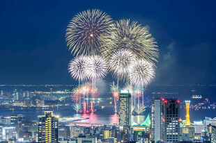 城市夜空烟花盛景