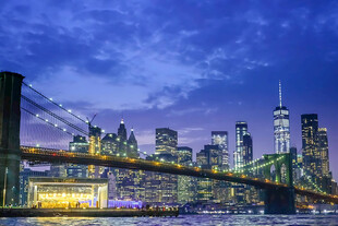 纽约布鲁克林大桥夜景