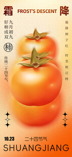 霜降柿子创意节气海报