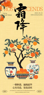 国潮霜降节气海报