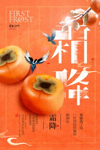 霜降柿子节气海报
