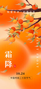 霜降柿子节气海报