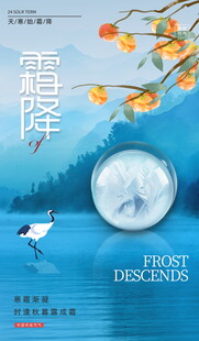 霜降节气国风海报