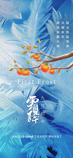 霜降红柿节气海报