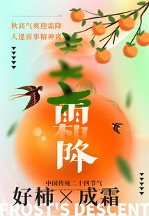 霜降节气好柿主题海报