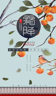 霜降节气手绘柿子海报