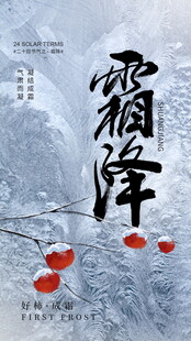 霜降节气国风海报