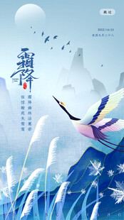 霜降节气国风插画海报