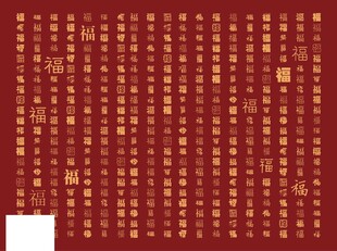 中式红底百福字纹理