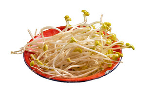一盘新鲜黄豆芽