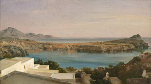 滨海海湾风景油画