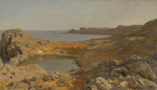 海岸郊野风景油画