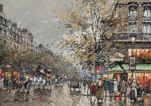巴黎雨后街景油画