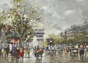 雨后城市街景油画