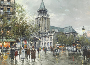 雨后欧洲街景油画