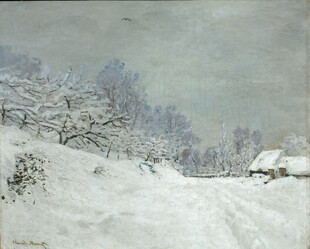 冬日乡村雪景油画