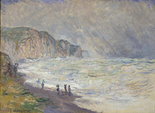 海边崖岸风景油画