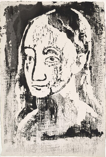 黑白女性肖像版画