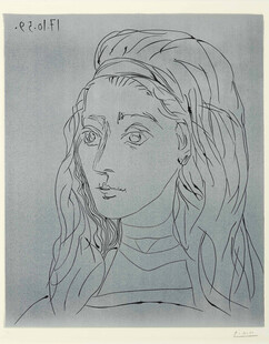 古典女性线描肖像