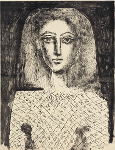 复古女性肖像版画