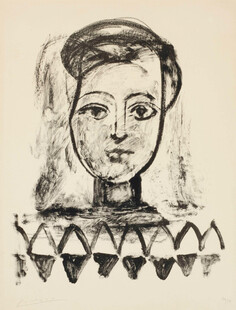 复古女性肖像素描版画