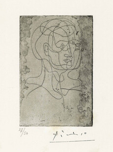 抽象人像线描版画