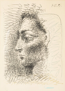 铅笔素描女性侧脸肖像