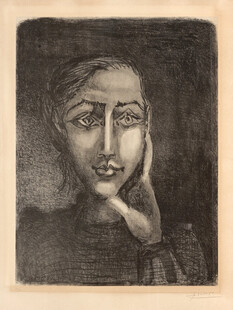 复古女性肖像版画