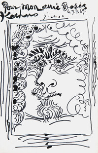 手绘线描人物侧脸肖像