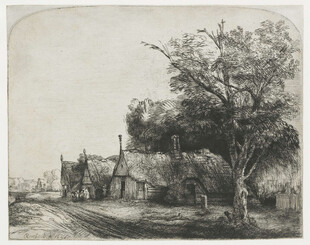 复古乡村风景版画