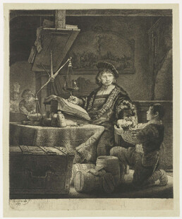 古典画家版画创作场景
