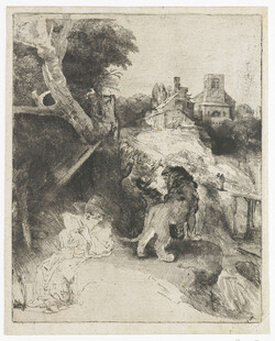 复古乡野石桥风景版画