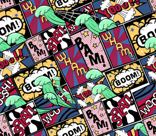 波普漫画音效无缝图案
