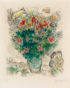 瓶花人物装饰版画
