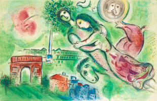 梦幻飞天彩绘抽象插画