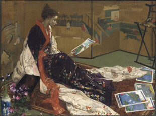 和服仕女赏画古典油画