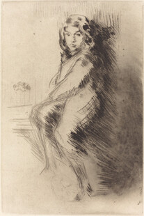 复古素描女子坐像
