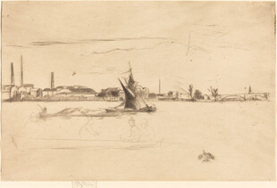 复古海港帆船风景旧画