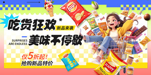 吃货狂欢零食促销海报