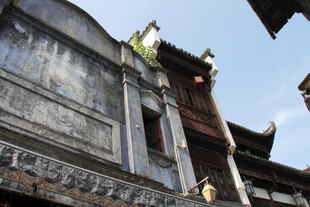 传统徽派古建仰拍