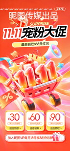 双十一宠粉大促打折促销营销海报
