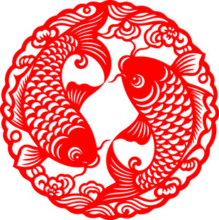 双鱼吉祥剪纸纹样