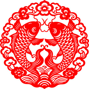 双鱼吉祥剪纸纹样