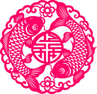 双鱼贺寿传统剪纸