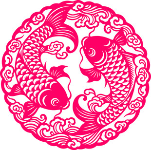 双鱼吉祥传统剪纸纹样
